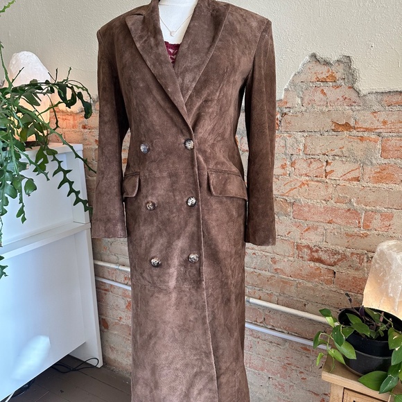 Ducie Aggie Suede Maxi Leather Coat SIZE XS - Picture 9 of 15